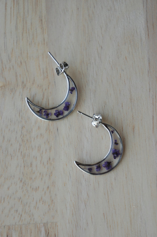 Purple Half Moon Earrings