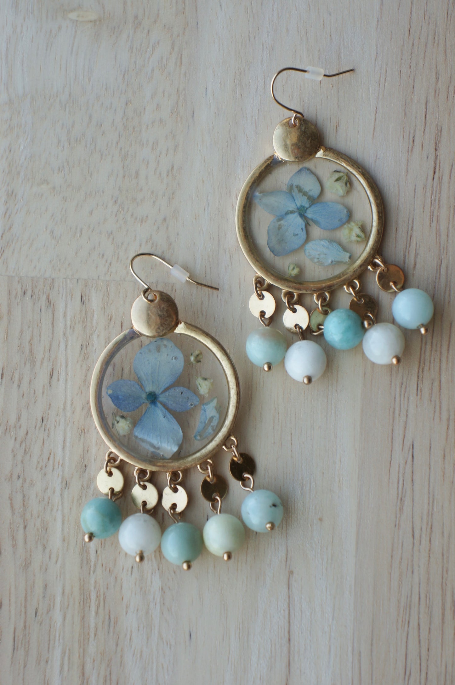 Blue Hydrangea Dangle Earrings