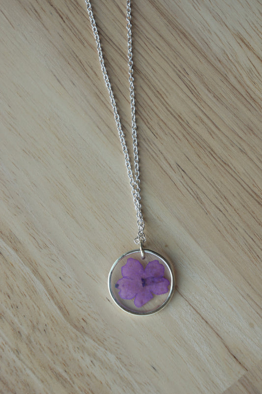 Purple & Silver Circle Necklace