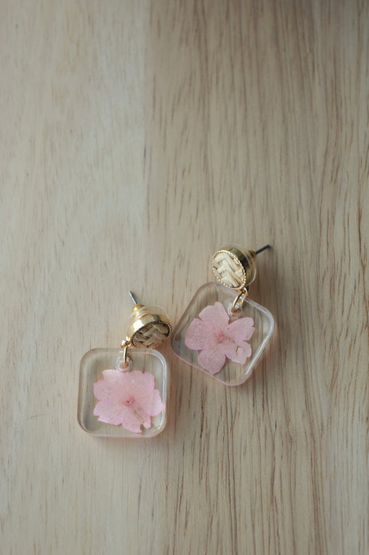 Pink Square Earrings